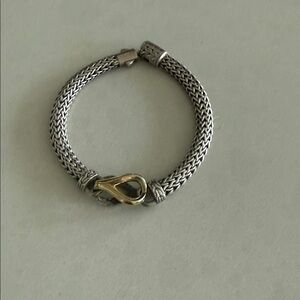 Icon John Hardy Silver and Gold Woven Bracelet with Push Clasp